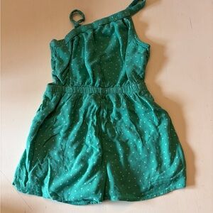 Girls Green Polka Dot One-Shoulder Romper Size 11/12 Abercrombie Kids